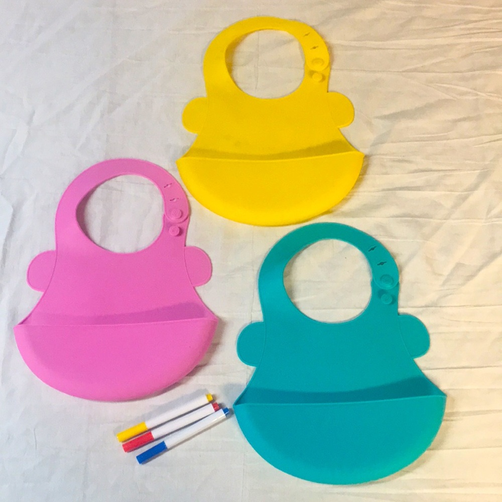 Silicone Bib 3 Pack with Markers